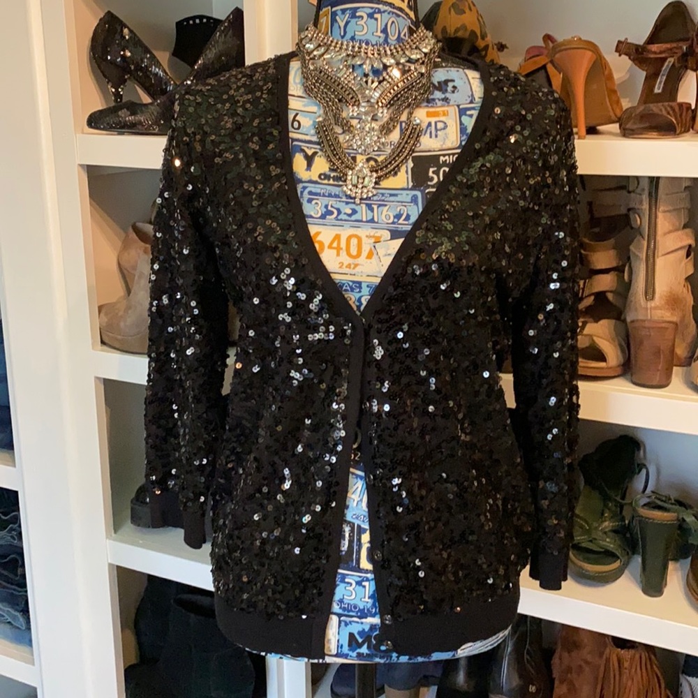 Lauren Conrad Black Sequin Cardigan